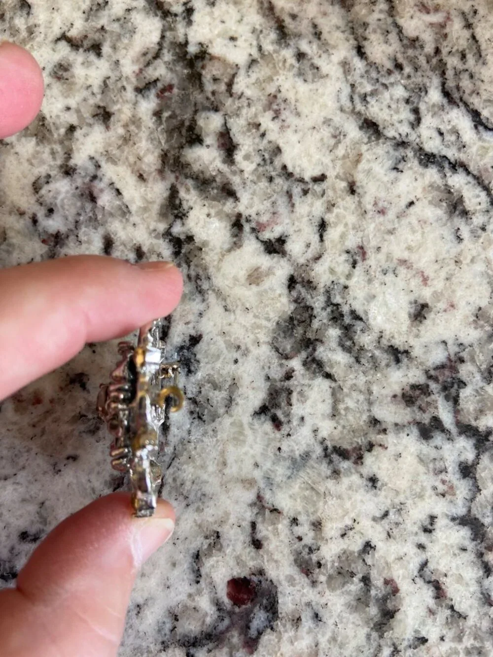 Vintage Silver Tone Filigree Rhinestone Floral Brooch Mid Century Cottagecore
